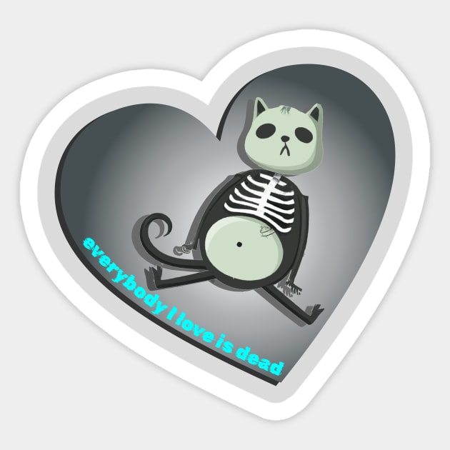 skeleton kitty Sticker by Turtlewerx inc